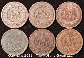 Numismatic: U.S. Coins: (6) Indian Head Cents