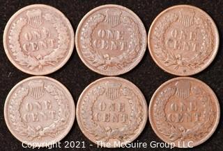 Numismatic: U.S. Coins: (6) Indian Head Cents