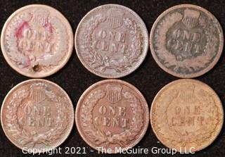 Numismatic: U.S. Coins: (6) Indian Head Cents