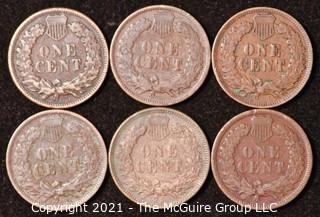 Numismatic: U.S. Coins: (6) Indian Head Cents