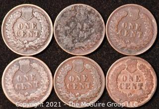 Numismatic: U.S. Coins: (6) Indian Head Cents