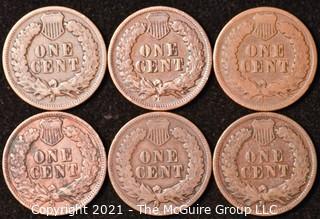 Numismatic: U.S. Coins: (6) Indian Head Cents