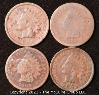 Numismatic: U.S. Coins: (4) Indian Head Cents