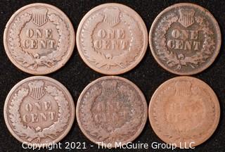 Numismatic: U.S. Coins: (6) Indian Head Cents