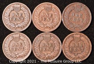 Numismatic: U.S. Coins: (6) Indian Head Cents