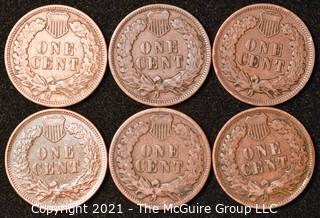 Numismatic: U.S. Coins: (6) Indian Head Cents