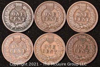 Numismatic: U.S. Coins: (6) Indian Head Cents