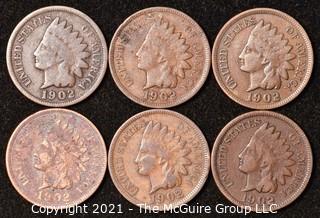 Numismatic: U.S. Coins: (6) Indian Head Cents