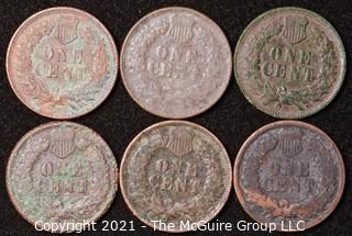 Numismatic: U.S. Coins: (6) Indian Head Cents