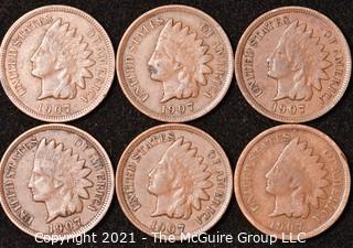 Numismatic: U.S. Coins: (6) Indian Head Cents