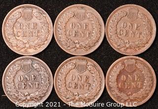 Numismatic: U.S. Coins: (6) Indian Head Cents