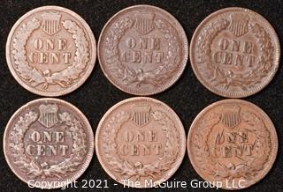 Numismatic: U.S. Coins: (6) Indian Head Cents