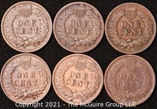 Numismatic: U.S. Coins: (6) Indian Head Cents