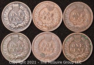 Numismatic: U.S. Coins: (6) Indian Head Cents