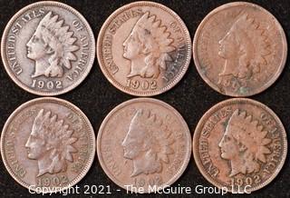 Numismatic: U.S. Coins: (6) Indian Head Cents