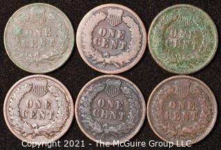 Numismatic: U.S. Coins: (6) Indian Head Cents