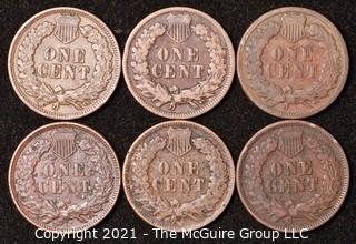 Numismatic: U.S. Coins: (6) Indian Head Cents