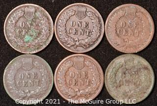 Numismatic: U.S. Coins: (6) Indian Head Cents