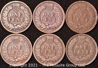 Numismatic: U.S. Coins: (6) Indian Head Cents