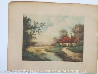 Unframed landscape print; signed lower right; 6 X 9"