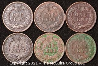 Numismatic: U.S. Coins: (6) Indian Head Cents