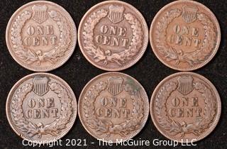 Numismatic: U.S. Coins: (6) Indian Head Cents