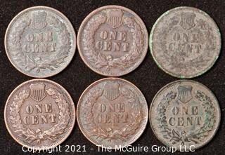 Numismatic: U.S. Coins: (6) Indian Head Cents