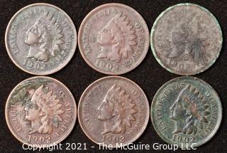 Numismatic: U.S. Coins: (6) Indian Head Cents