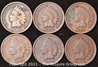 Numismatic: U.S. Coins: (6) Indian Head Cents