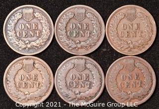 Numismatic: U.S. Coins: (6) Indian Head Cents