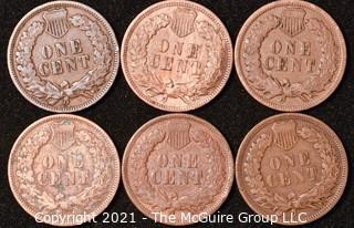 Numismatic: U.S. Coins: (6) Indian Head Cents