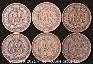 Numismatic: U.S. Coins: (6) Indian Head Cents