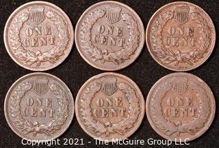 Numismatic: U.S. Coins: (6) Indian Head Cents