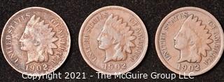 Numismatic: U.S. Coins: (3) Indian Head Cents