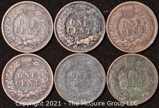 Numismatic: U.S. Coins: (6) Indian Head Cents