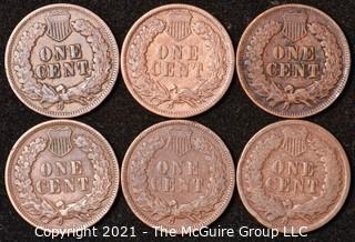 Numismatic: U.S. Coins: (6) Indian Head Cents