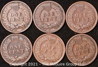 Numismatic: U.S. Coins: (6) Indian Head Cents