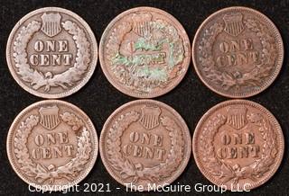 Numismatic: U.S. Coins: (6) Indian Head Cents