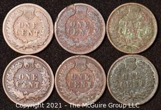 Numismatic: U.S. Coins: (6) Indian Head Cents