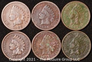 Numismatic: U.S. Coins: (6) Indian Head Cents