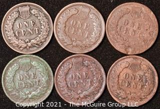 Numismatic: U.S. Coins: (6) Indian Head Cents