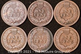 Numismatic: U.S. Coins: (6) Indian Head Cents