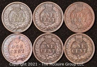 Numismatic: U.S. Coins: (6) Indian Head Cents