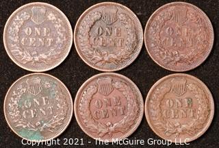 Numismatic: U.S. Coins: (6) Indian Head Cents