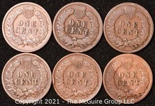 Numismatic: U.S. Coins: (6) Indian Head Cents 