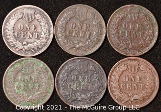 Numismatic: U.S. Coins: (6) Indian Head Cents