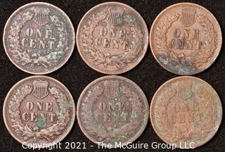 Numismatic: U.S. Coins: (6) Indian Head Cents