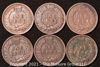 Numismatic: U.S. Coins: (6) Indian Head Cents