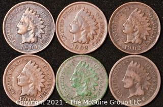 Numismatic: U.S. Coins: (6) Indian Head Cents