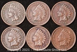 Numismatic: U.S. Coins: (6) Indian Head Cents